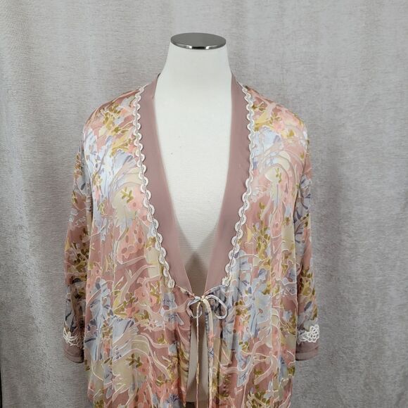 Upcycled Tie Front Burnout Duster Longline Long Sleeves - Picture 4 of 14